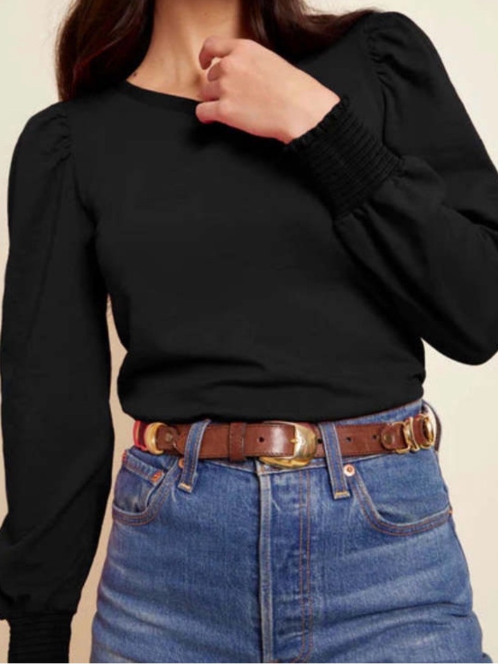 Nation Ltd Loren long sleeve black top - size small